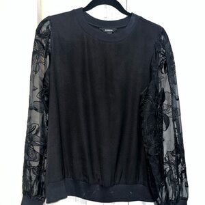 Express Black Sheer Sleeve Top